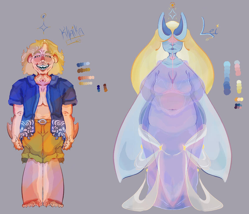 ‘Character Ref Sheet: Khaika &amp; Lei’ Personal Project, 2025. Digital Art