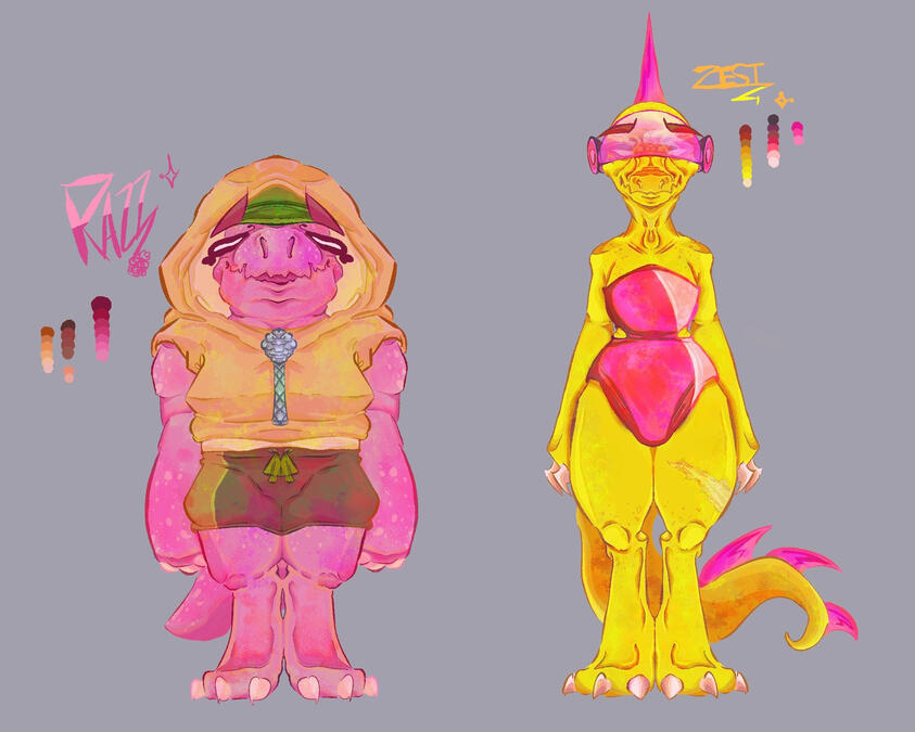 ‘Character Ref Sheet: Razz &amp; Zest’ Personal Project, 2025. Digital Art