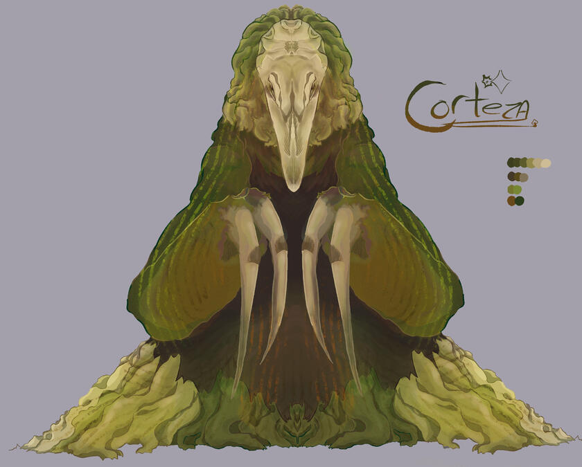 ‘Character Ref Sheet: Corteza’ Personal Project, 2025. Digital Art